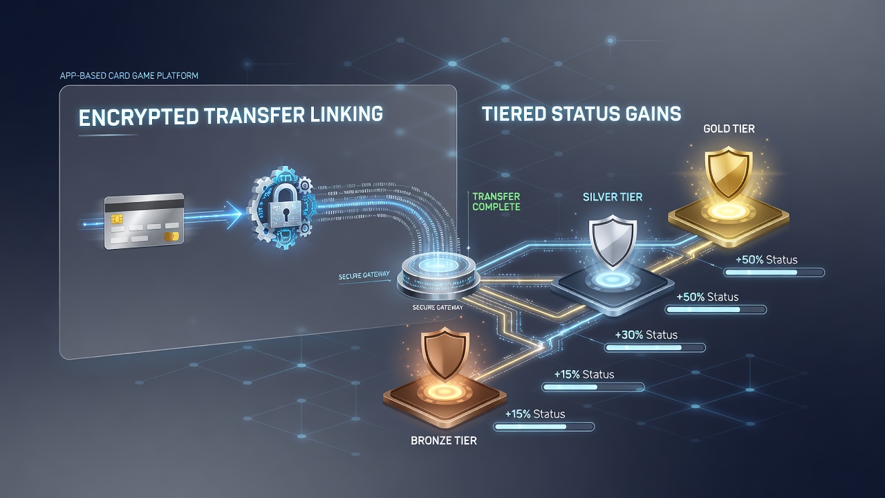 Darstellung von Statusstufen und sicheren Transaktionen in digitalen Kartenspiel-Umgebungen